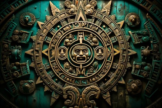 Premium Aztec calendar picture. Generative AI