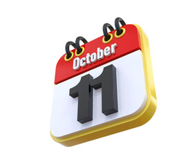 11 October Calendar 3d icon 