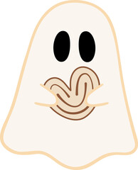 Cute ghosts and conchas are isolated illustrations on a white background.