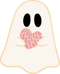 Cute ghosts and conchas are isolated illustrations on a white background.
