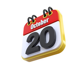 20 October Calendar 3d icon 
