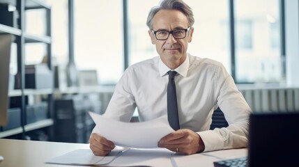 Portrait of a male accountant in his quiet office navigating complex financial regulations providing expert financial guidance