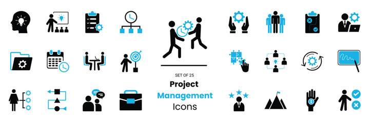 project management icon set. vector solid icon