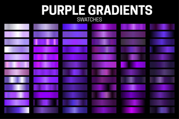 Purple Color Gradient Collection of Swatches. - obrazy, fototapety, plakaty
