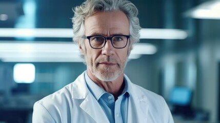 Portrait of a male biochemist at a scientific conference presenting his research findings