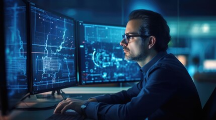 Portrait of a male data analyst at a research institution harnessing the power of data