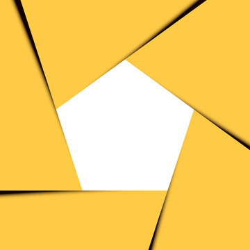 pentagon abstract background. geometric shape aperure camera black and yellow. geometry shape transparent background with copy space.
