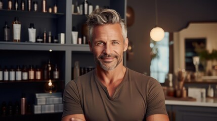 Portrait of a male hairdresser in his cozy home-based salon nurturing a loyal clientele