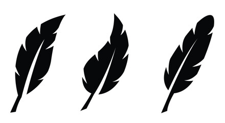 Bird feather icon silhouette collection. Vector illustration
