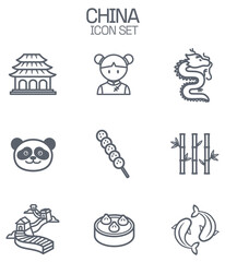Chinese culture icon set, pictograms