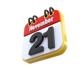 21 November Calendar 3d icon 