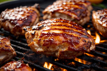 grilled chicken meat on the grill, Generative AI