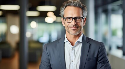 Portrait of a male marketing manager at the helm of a marketing team crafting compelling narratives