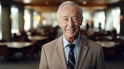 Portrait of a male philanthropist at a charitable foundation dedicating his resources and time to noble causes - obrazy, fototapety, plakaty