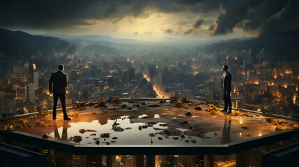 Fototapeta premium The concept of competition and struggle in business and finance