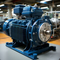 Liquid transfer pump with asynchronous electric motor, modern chemical industrial equipment in an oil refinery petrochemical plant. AI generated