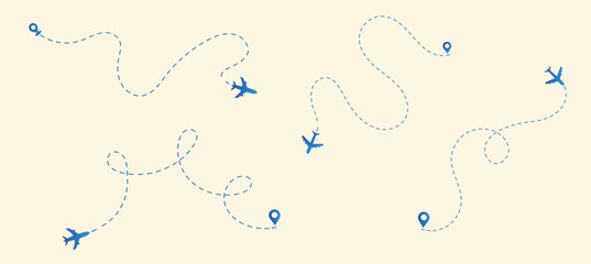 airplane dotted flight background. Airplane travel concept, symbol on isolated background. vector illustration eps10