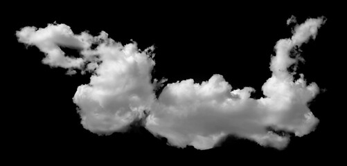 Large white clouds. Cloud isolated on black sky with fluffy white cloudscape texture. Black sky...