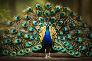 Abwaschbare Fototapete peacock feather close up © Tahira