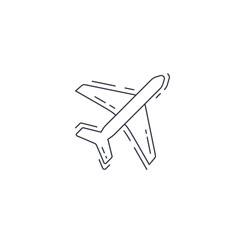 plane thin line icon on white background