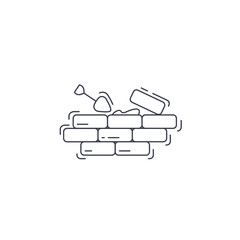 brick wall line icon. Building and renovation thin line icon.