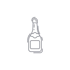 Champagne bottle line icon. champagne bottle explodes thin line icon.