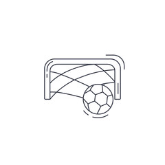 football, soccer ball, goal came in the gate line icon. ball in goal line icon. soccer thin line icon.