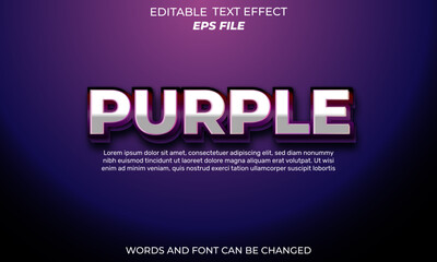 purple text effect . font editable, typography, 3d text. vector template
