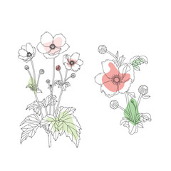 Floral  minimalist flowers for logo or tattoo. Hand drawn line wedding herb, and line art floral or laef.