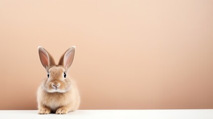 Fototapeta na wymiar Brown rabbit with copy space background