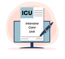 ICU - Intensive Care Unit acronym, medical concept background. vector illustration concept with keywords. lettering illustration for web banner, flyer, landing page