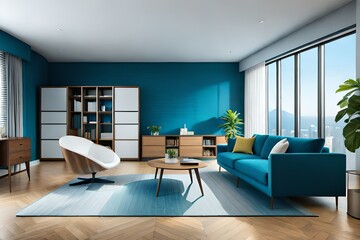 modern living room with classical furniture generated by ai