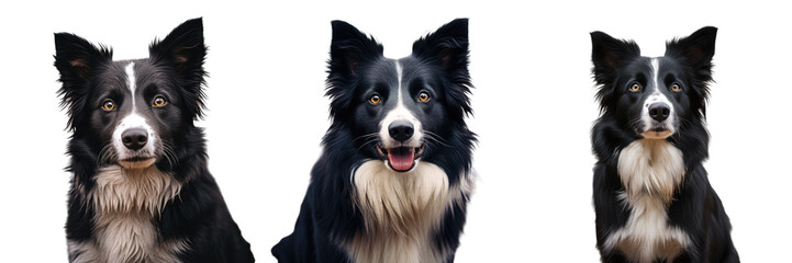 Fototapeta premium Cute picture of stunning young border collie in the woods transparent background