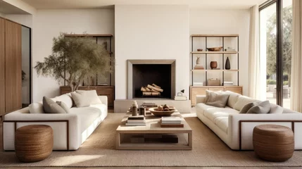 Fotobehang modern california living room designed with lots of rich earthy tones © Fred