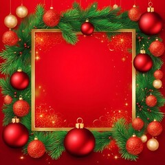 christmas background with christmas tree branches and balls