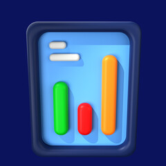 3D Rendered Chart Isolated on The Blue Background