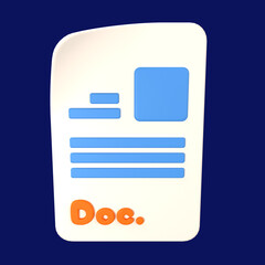 3D Rendered Document File Isolated on The Blue Background