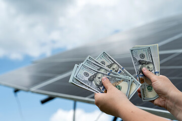 new renewable technology as solar powered business, saving money concept
