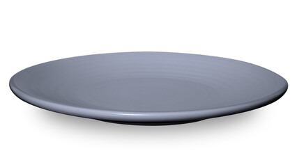 Grey circle ceramics plate isolated on white background.