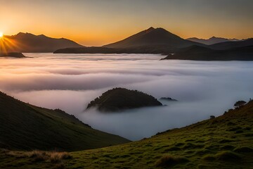 sunrise view over the mountains generated by ai