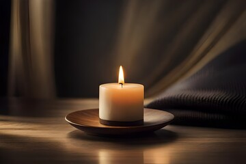 burning candle on the table