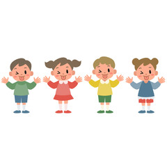 いたずらっぽく舌を出す女の子と男の子のイラストセット