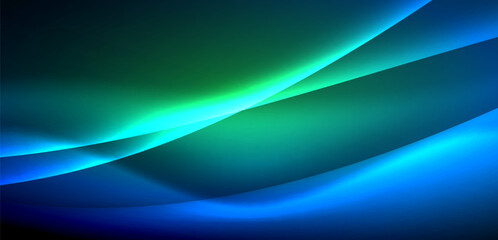 Dynamic waves in ethereal glow of neon lights. Concept merges fluidity of motion with vibrant allure of neon, crafting entrancing backdrop that embodies both vitality and futuristic sophistication