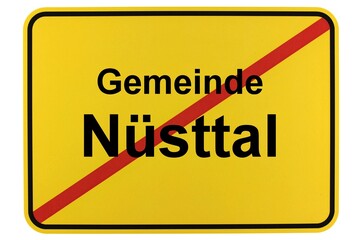 Illustration eines Ortsschildes der Gemeinde Nüsttal in Hessen