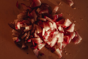 Chopped red onion. Red baron