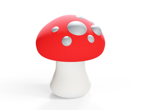 Cartoon mushroom red white amanita. 3d render