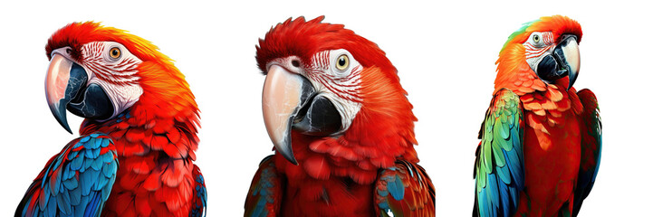Obraz premium Red Macaw separated from surroundings transparent background