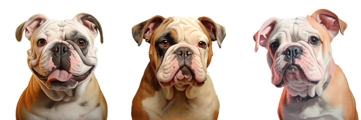 Fototapeta premium Small image of an English Bulldog on a transparent background