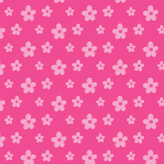 Vector seamless pattern with flowers and barbicore print. Pink pattern with a flower.