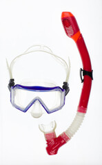 scuba mask and snorkel isolated on white background